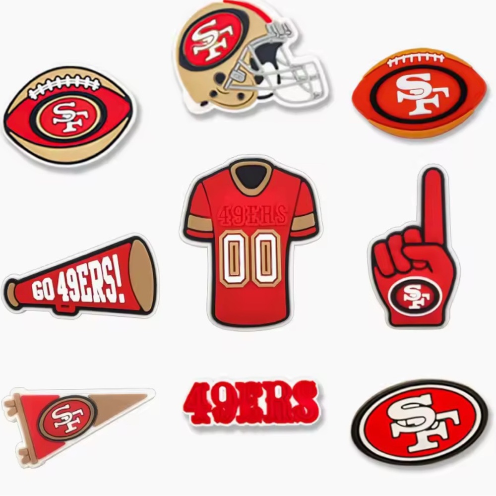 NFL San Francisco 49ers Croc Charms Football Charms Sports Shoe Charms 9pc Set